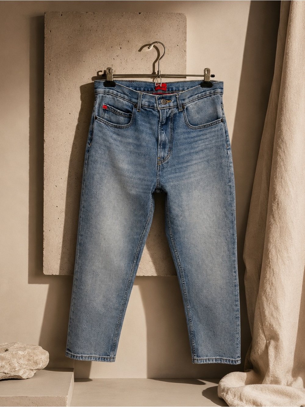 HUGO Men's Light Wash Slim Straight Jeans